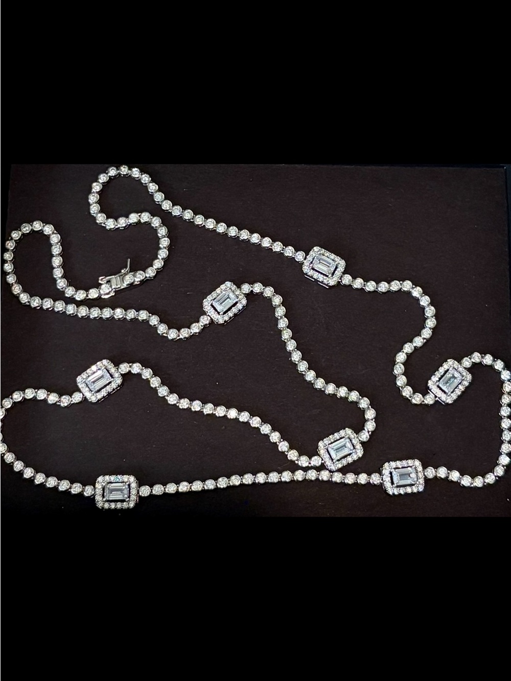 Kenneth Jay Lane Elegant Crystal Station Long CZ Necklace